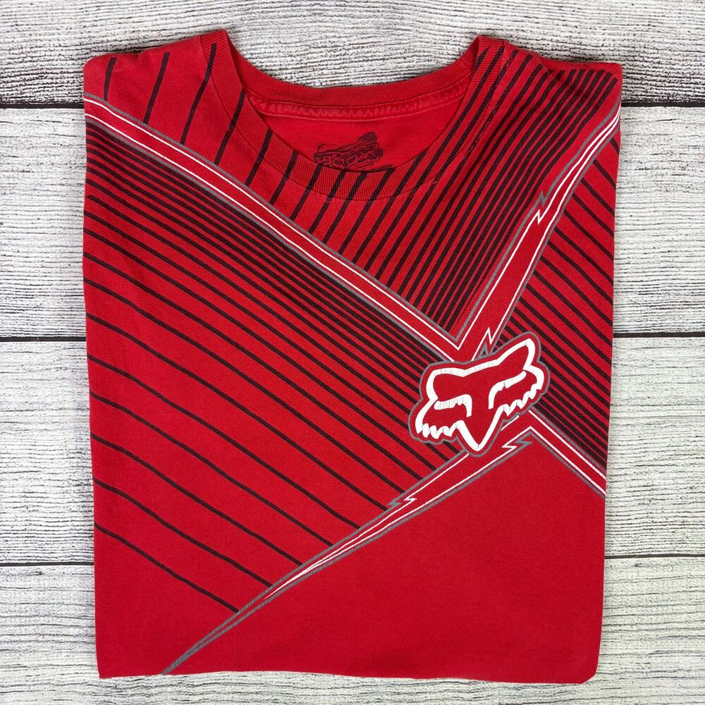 Y2k Fox Motocross Racing Red Graphic T-shirt